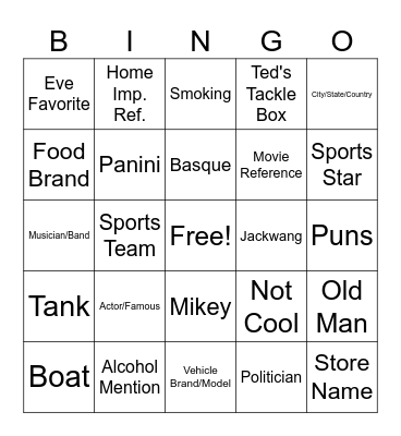 Last Man Standing Bingo Card