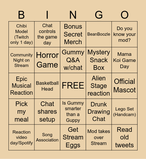 GummyKoi Bday Bingo Card