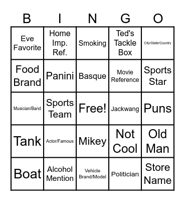 Last Man Standing Bingo Card