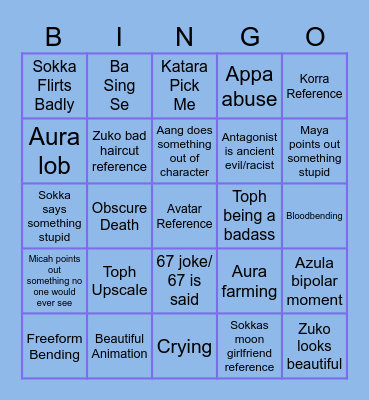 ATLA Movie Bingo Card