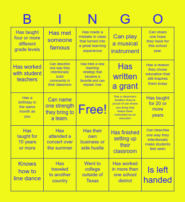 Bronco Bingo Card