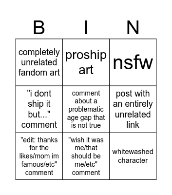 genshin ship pinterest bin no go Bingo Card