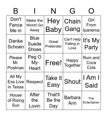 SINGO 4 Bingo Card