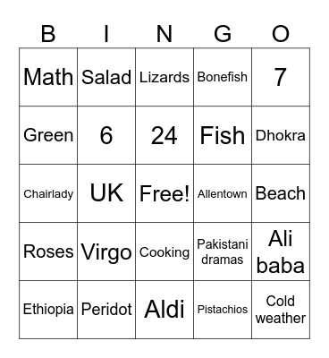 Khurshid's 70th Bingo Card