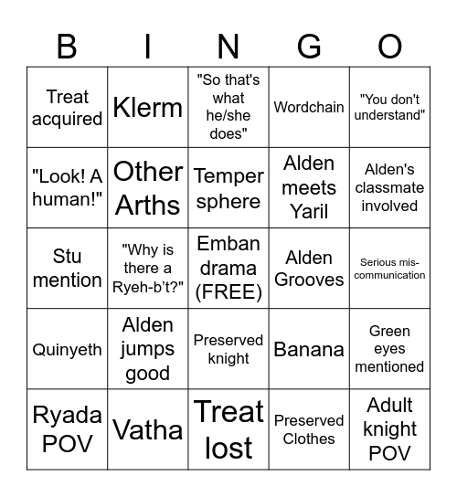War Games Bingo Card