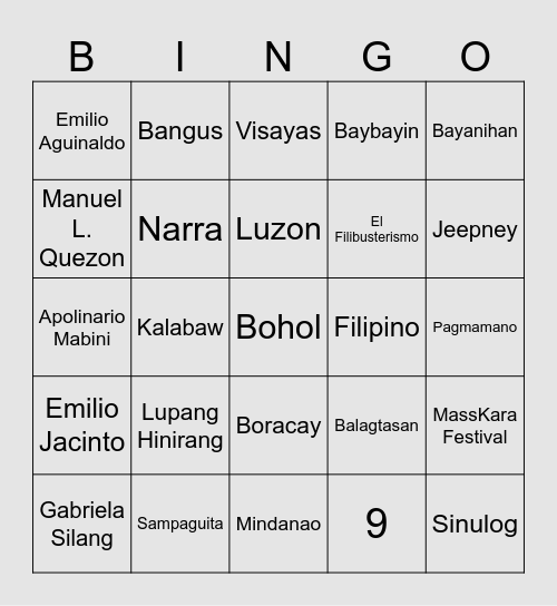 BINGO ng Wika Bingo Card
