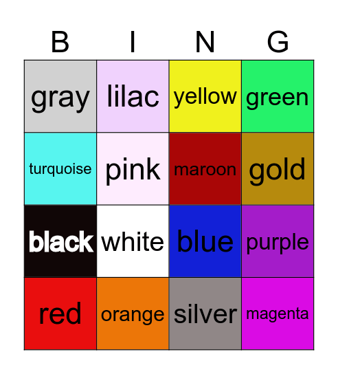 Bingo colors Bingo Card