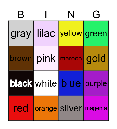 Bingo colors Bingo Card