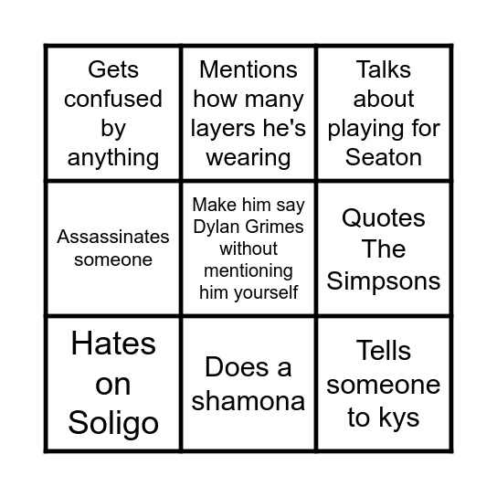 Red's Bucks Bingo Card