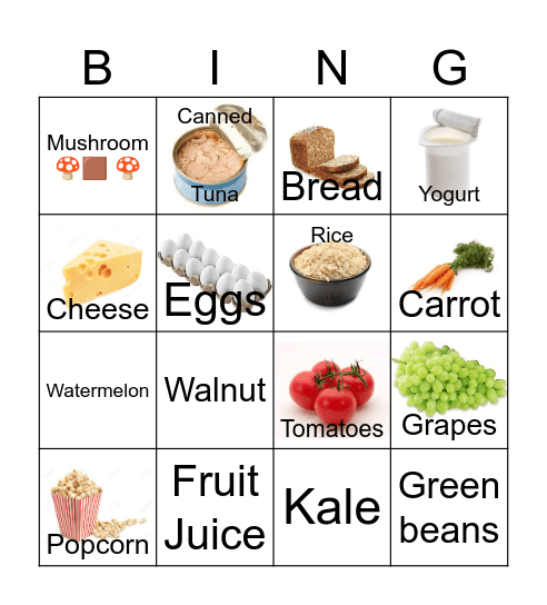 MyPlate Bingo Card
