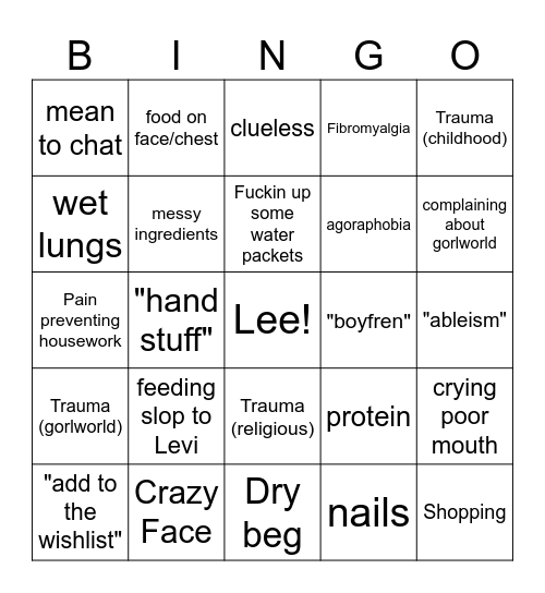 QLR Bingo Card