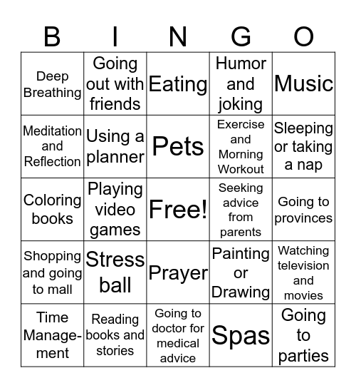 STRESS BINGO Card