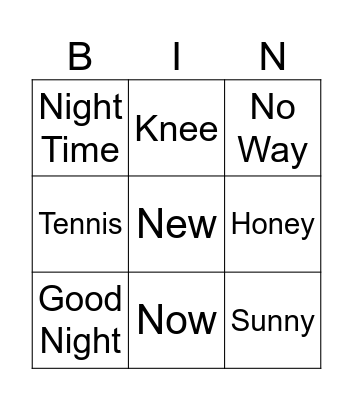 N Bingo Card