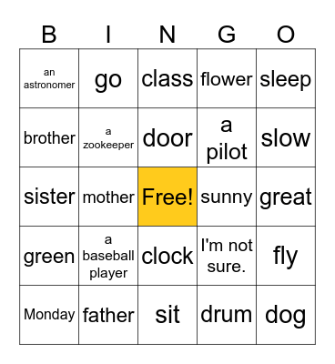 Unit 4 Bingo! Bingo Card