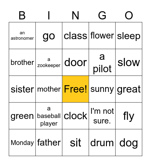 Unit 4 Bingo! Bingo Card