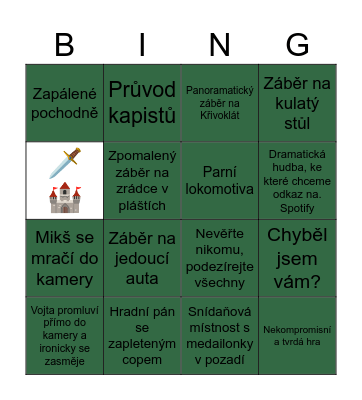 Zrádci 3 - Trailer Bingo Card