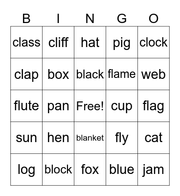 BL FL CL Bingo Card