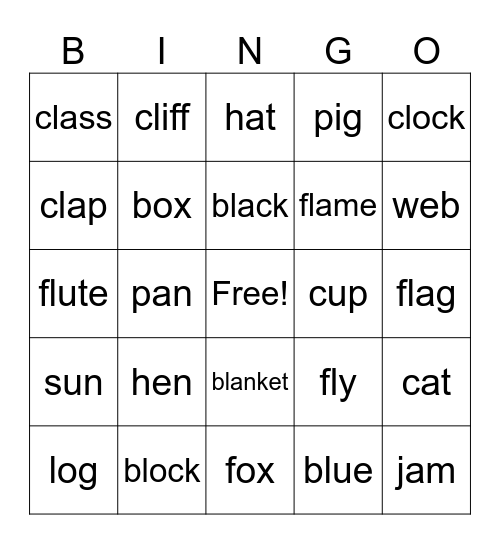 BL FL CL Bingo Card