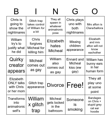 Afton family bingo Card