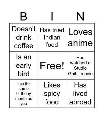 Untitled Bingo Card