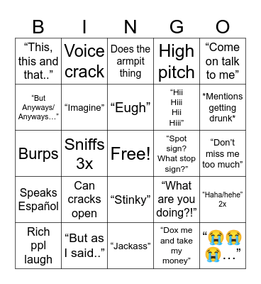 Kookie Bingo Card
