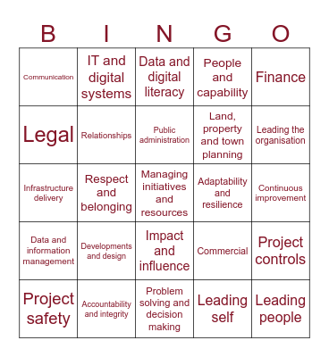 Capability Framework Bingo Card