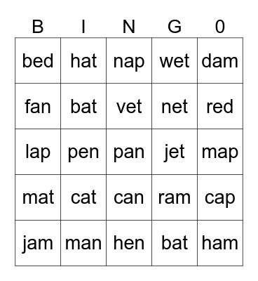 Smart Phonics 2 Bingo Card