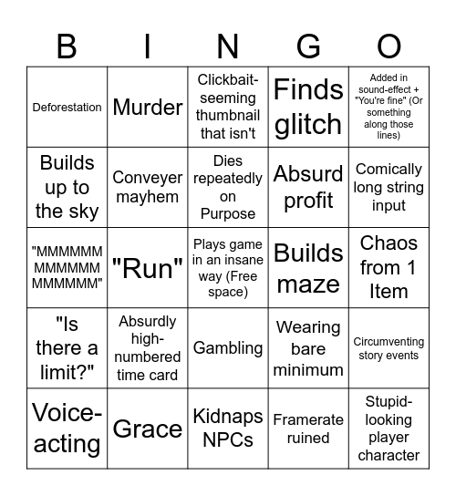 LGIO Bingo Card