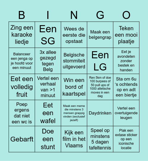 Extase 2026 Bingo Card