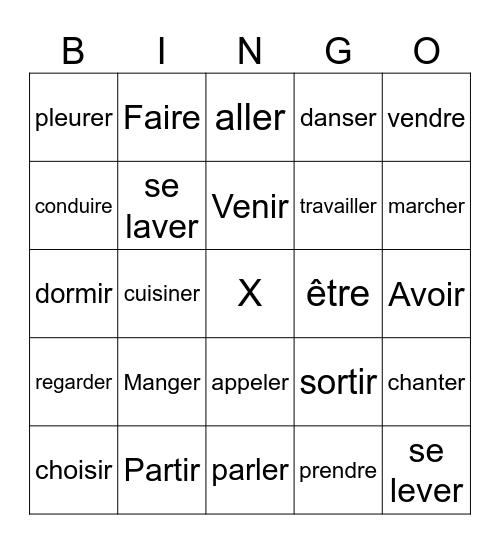 La conjugaison Bingo Card