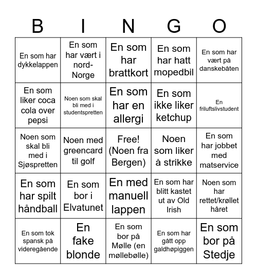 Bli kjent! Bingo Card