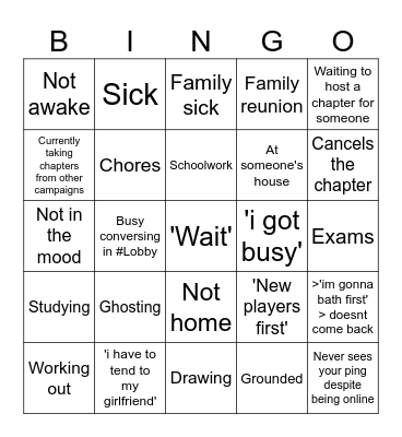 Not hosting Bingo Card