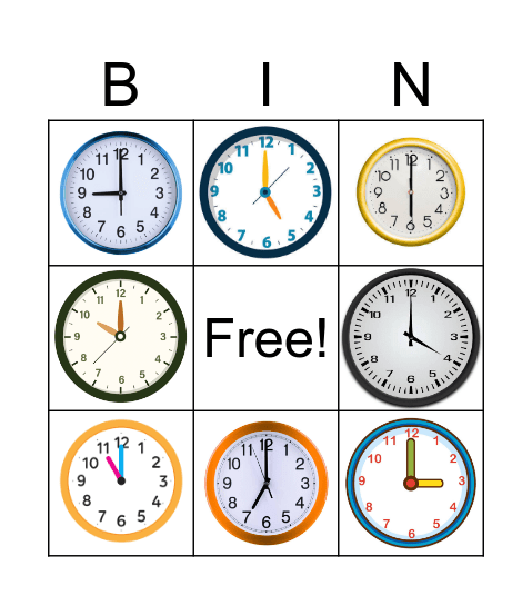 O'clock Bingo Card