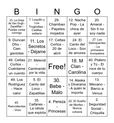 BAR PISCINA FUENTES DE NAVA Bingo Card