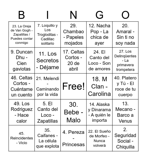 BAR PISCINA FUENTES DE NAVA Bingo Card
