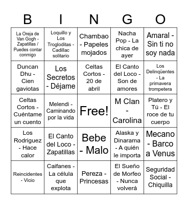 BAR PISCINA FUENTES DE NAVA Bingo Card