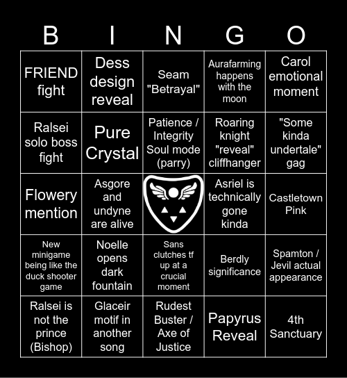 Deltarune Chapter 6 Bingo Card