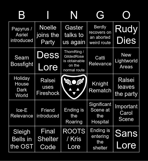 Deltarune Chapter 6 Bingo Card