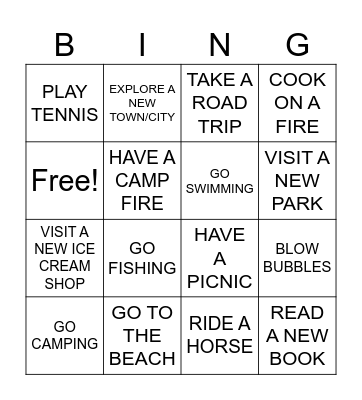 Summer Bingo Card