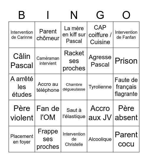 Pascal le grand frère Bingo Card