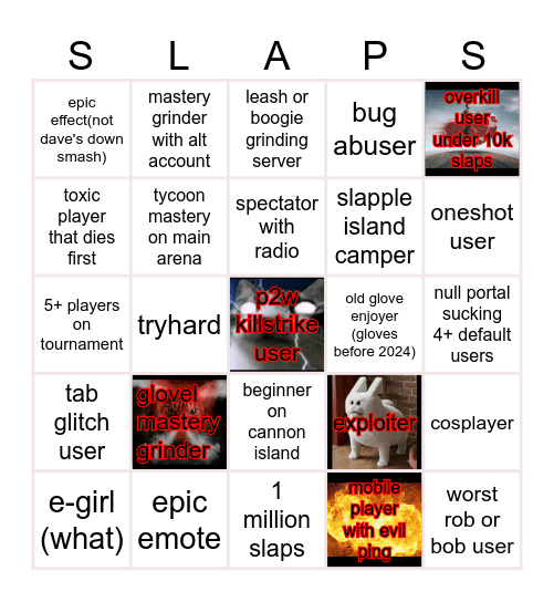 slap battles bingo (evil options) Bingo Card