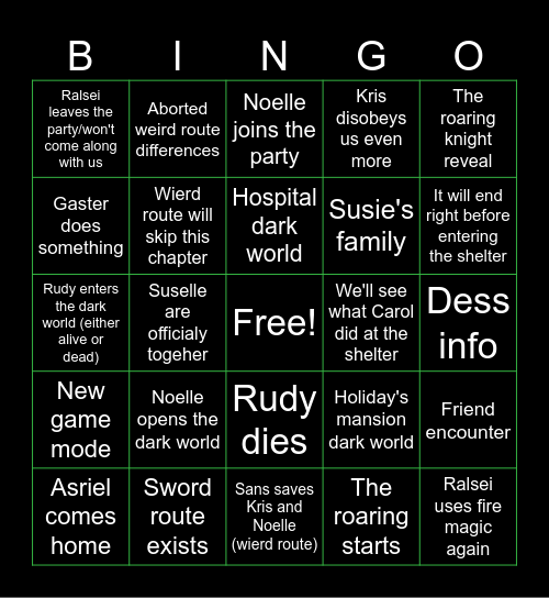 DELTARUNE CHAPTER 6 Bingo Card