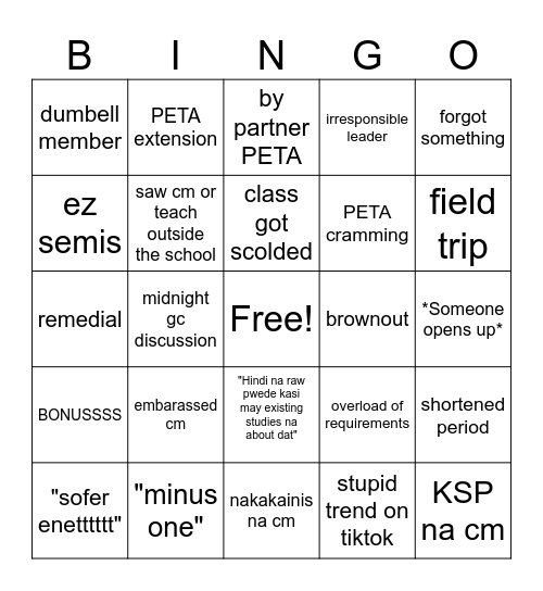 2nd Term Bingo eyyyyy Bingo Card