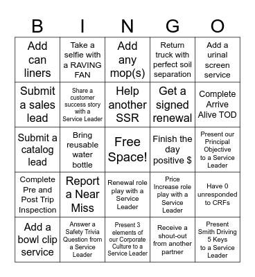 SSR BINGO Card