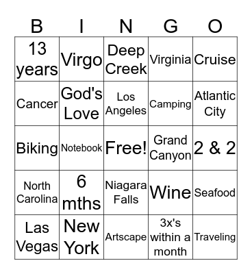 Al & Sharon 10th Anniversary Bingo Card