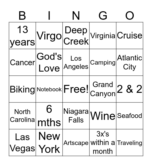 Al & Sharon 10th Anniversary Bingo Card