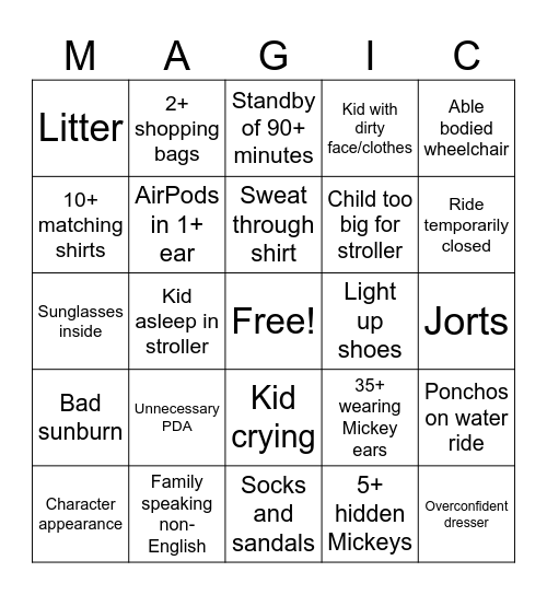 Disney Bingo Card