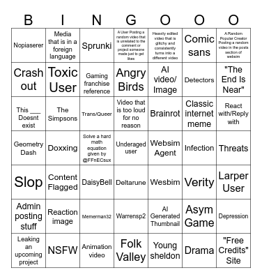 Websim Bingo Card