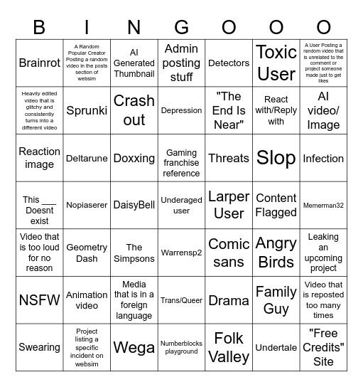 Websim Bingo Card