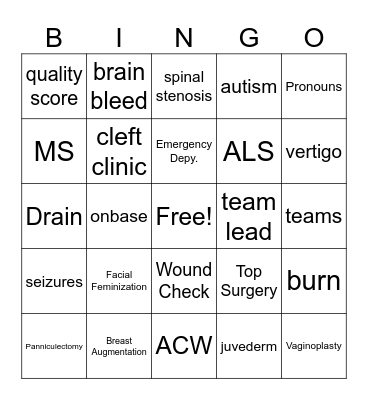 The Unnamed bingo Card